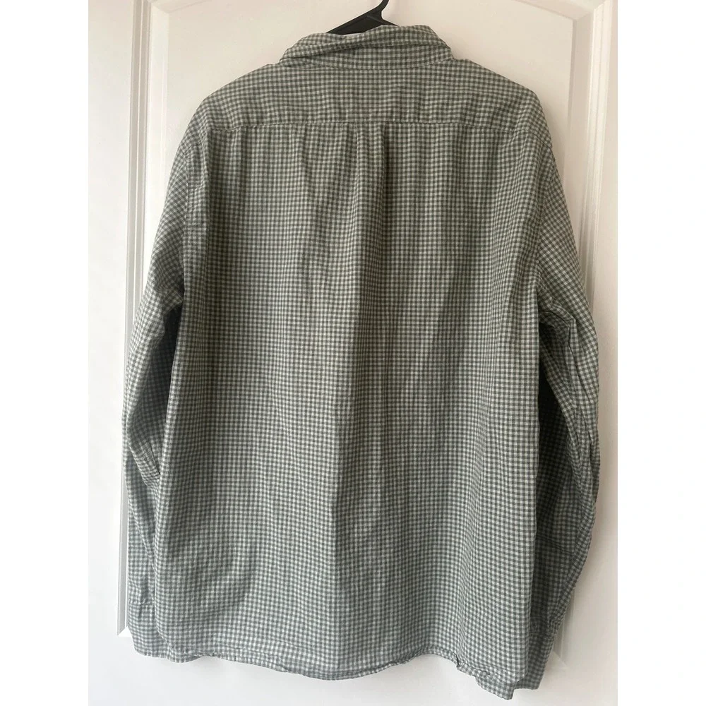 J. Crew Slim Untucked Secret Wash Shirt XL Green Gingham Organic Cotton Stretch